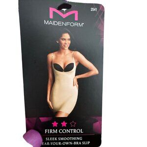 Maidenform Firm Control Sleek Smoothing Wear-Your-Own-Bra Slip 2XL Beige